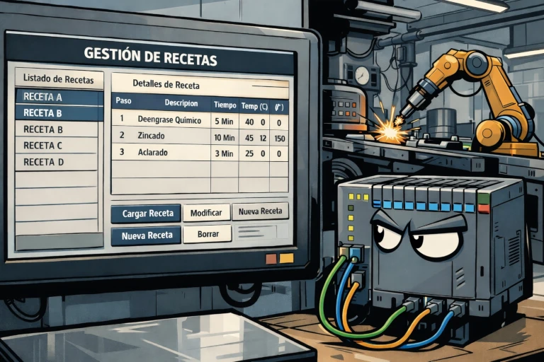 Imagen que muestra un plc vigilando una pantalla en lugar de vigilar la produccion