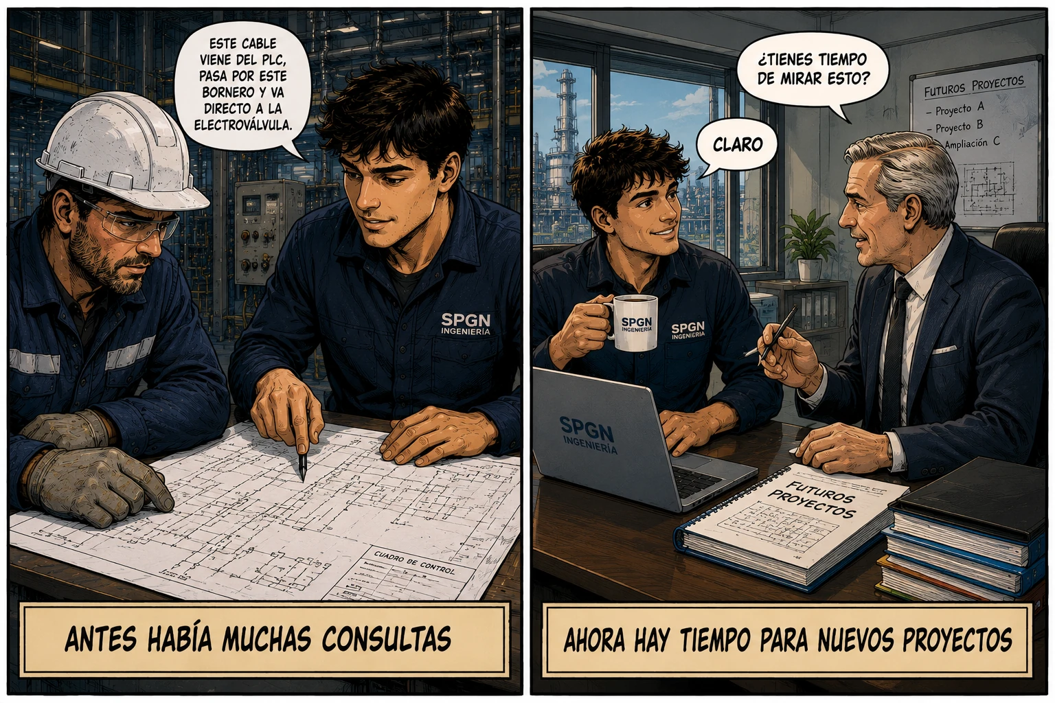Si se realizan los esquemas pensando en la instalación, luego sobra tiempo para acometer nuevos proyectos