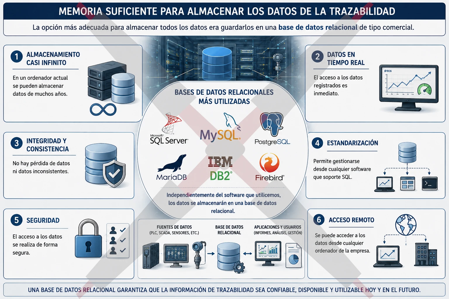 Las bases de datos comerciales son la mejor opción para almacenar los datos de la trazabilidad .