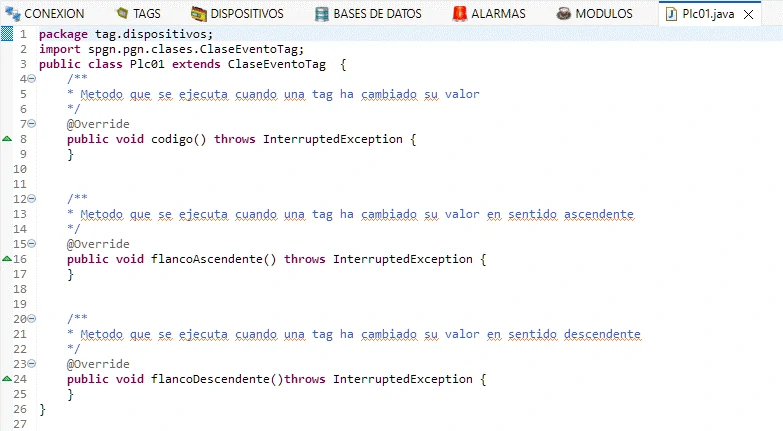 Archivo java abierto en el editor de eclipse con las funciones y metodos incluidos